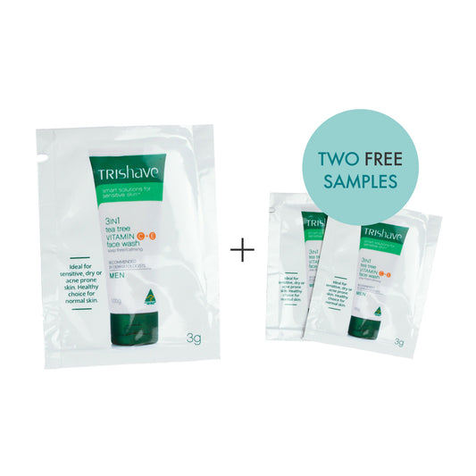 Sample Size: TriShave 3in1 Tea Tree Vitamin C+E Face Wash - Men 3g
