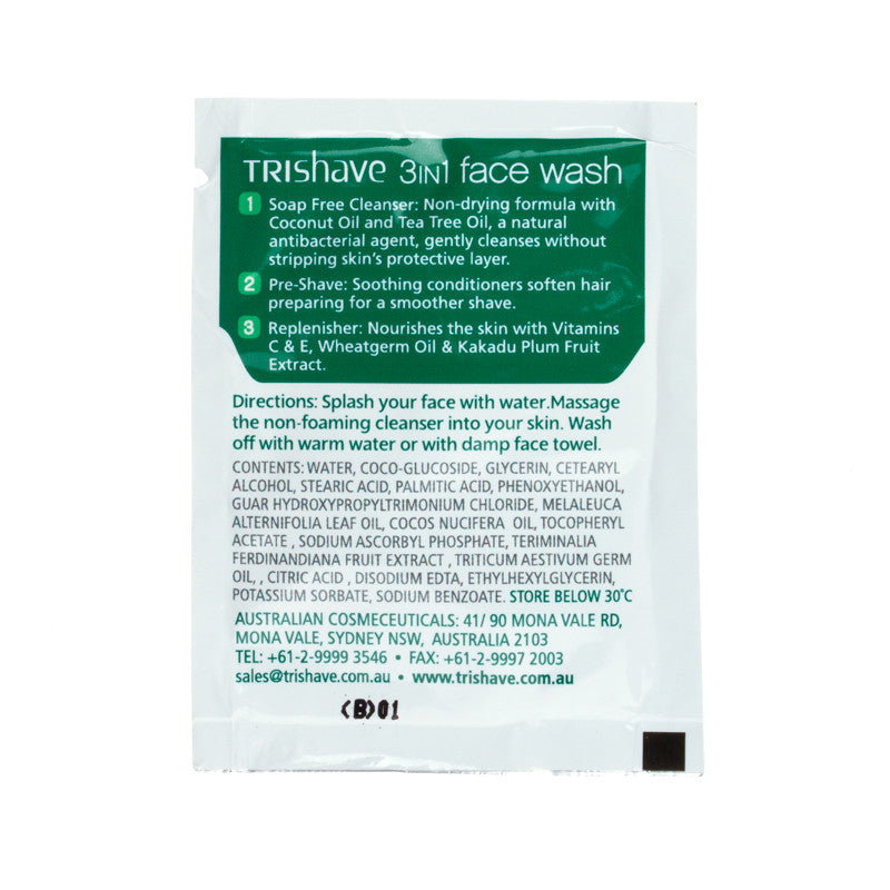 Sample Size: TriShave 3in1 Tea Tree Vitamin C+E Face Wash - Men 3g