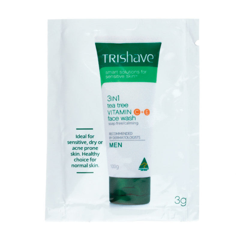 Sample Size: TriShave 3in1 Tea Tree Vitamin C+E Face Wash - Men 3g