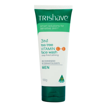TriShave 3in1 Tea Tree Vitamin C+E Face Wash - Men 100g