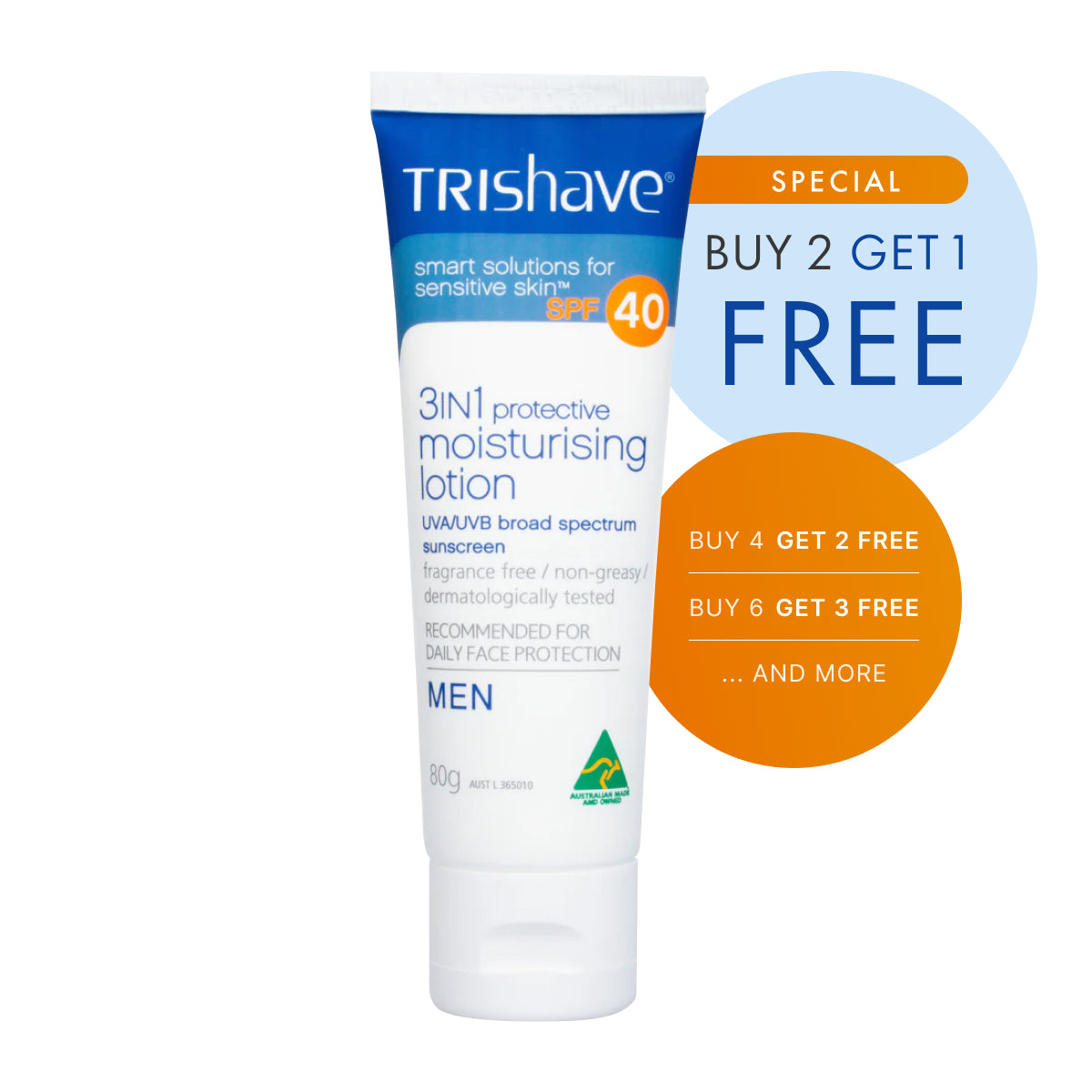TriShave 3in1 SPF40 Protective Moisturising Lotion - Men 80g