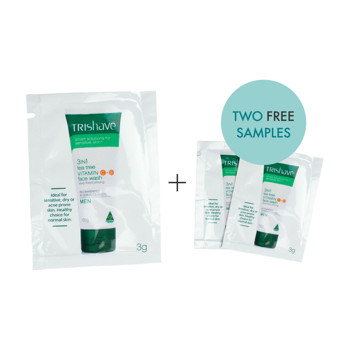 Sample Size: TriShave 3in1 Tea Tree Vitamin C+E Face Wash - Men 3g